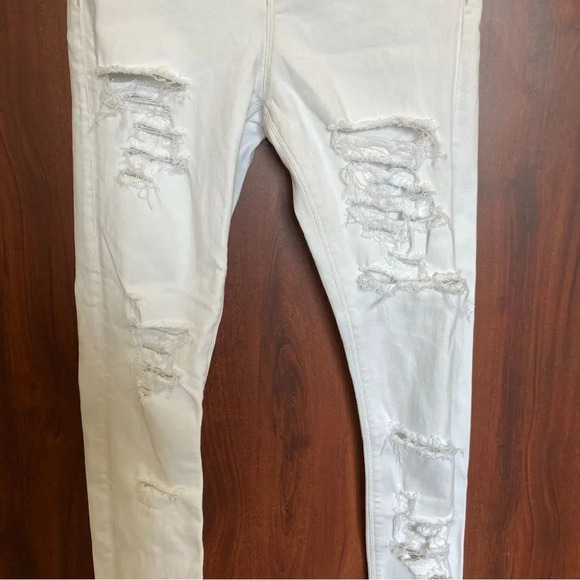ASOS White Skinny Jeans Distressed Denim Raw Hem Size 28 - Picture 6 of 7